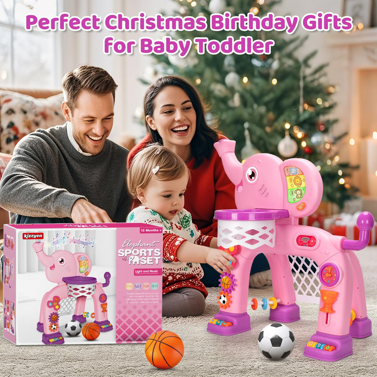 KIZZYEA elephant sports toy kids-playing scene shows shared indoor fun