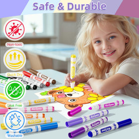 KIZZYEA markers with conical tips enabling broad fills and fine lines.