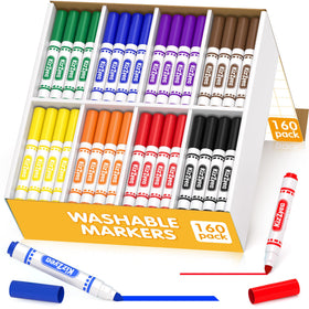 KIZZYEA 160-count washable markers pack, front view for classroom art projects