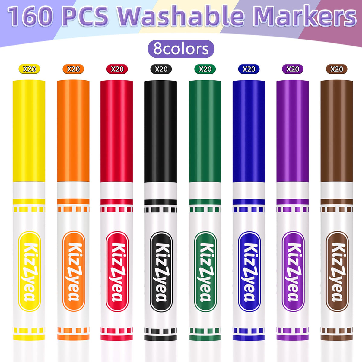 KIZZYEA eight-color swatches showing vibrant options for crafts and homework