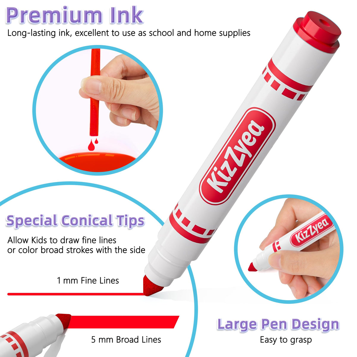 KIZZYEA non-toxic water-based ink washes from clothes and skin