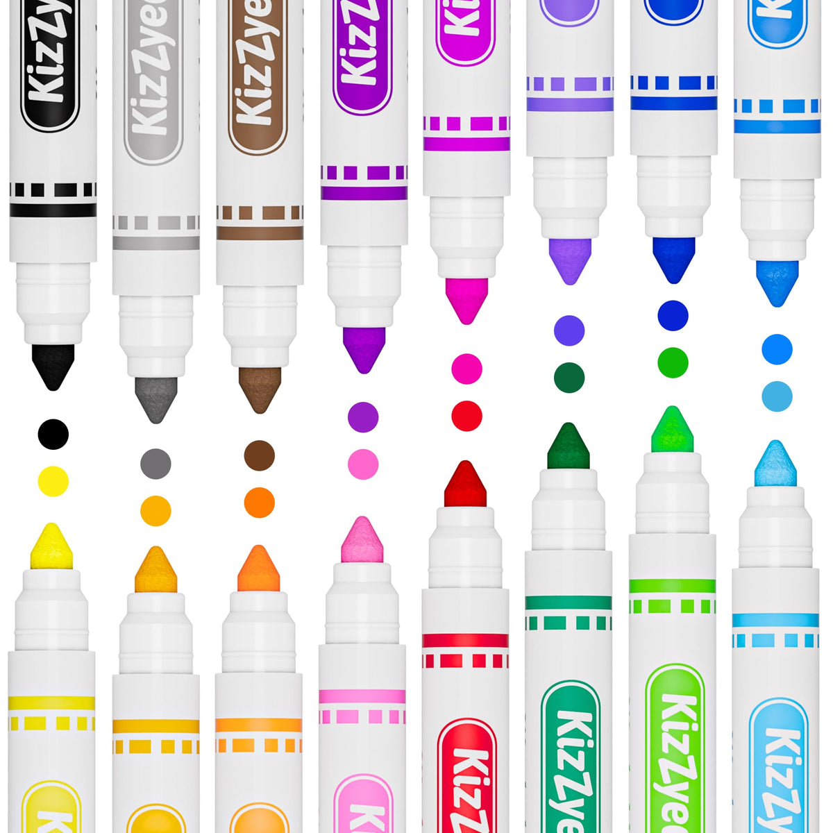 KIZZYEA washable ink washes off skin and fabrics easily.