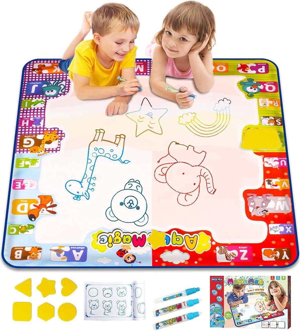 KIZZYEA water doodle mat offers a large play area for kids to explore colors.