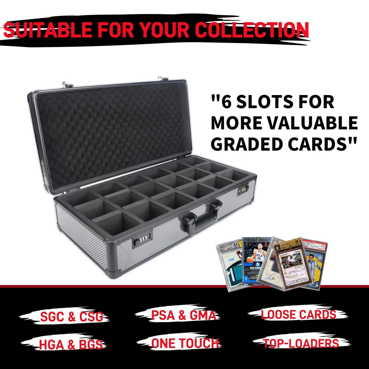 KJITH BGS-graded case provides dedicated slab storage space.