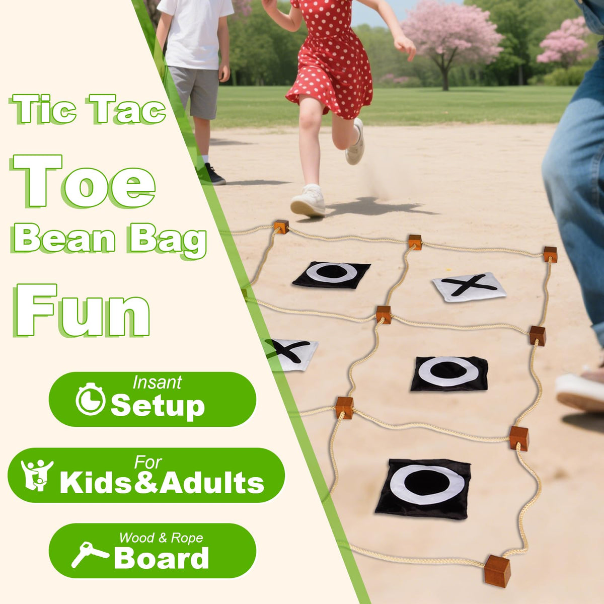 KJR Giant Tic Tac Toe bean bags for kids and adults to toss.