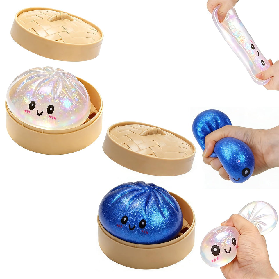 kjsdsss dumpling squishies 2-pack glitter box for satisfying desk stress relief