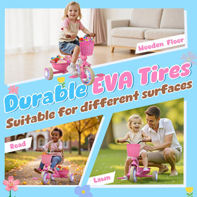 Kkdi Tricycle with non-slip handlebars for secure grip.