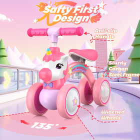 Kkdi Unicorn Balance Bike 135-degree steering promotes stable beginner handling
