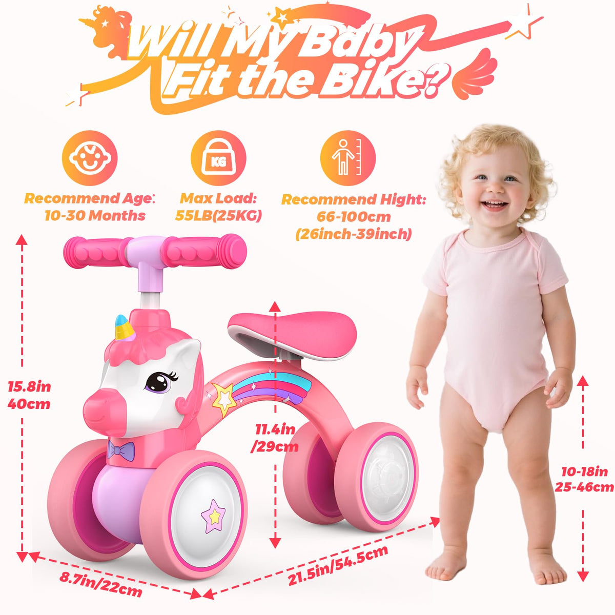 Kkdi Unicorn Balance Bike indoor-outdoor versatility for small spaces and parks