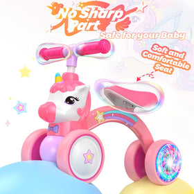Kkdi Unicorn Balance Bike soft seat ensures comfortable rides for toddlers