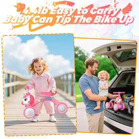 Kkdi Unicorn Balance Bike widened wheels improve balance and tip resistance