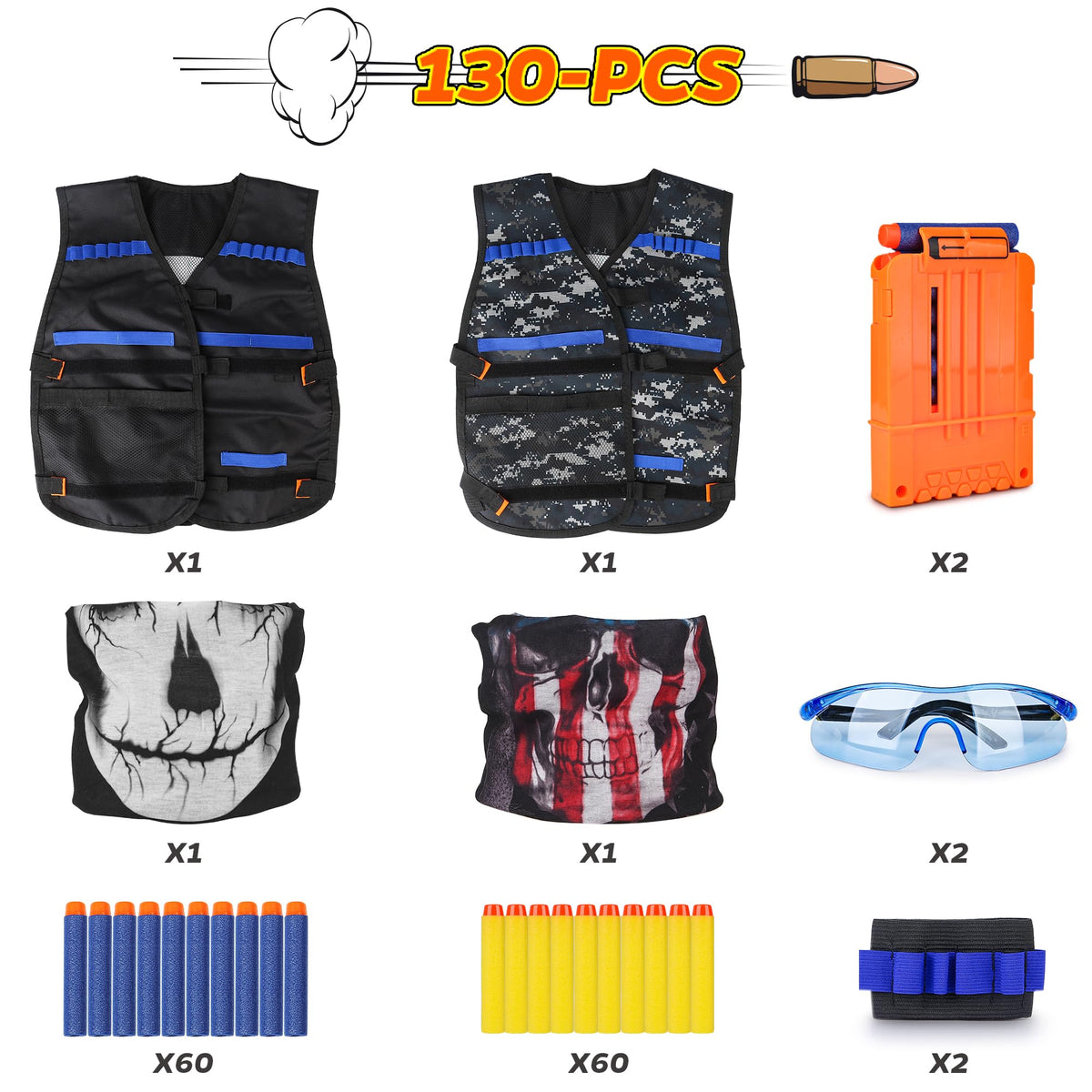 KKONES Nerf darts yellow refill, 60 darts, quick reload suitability