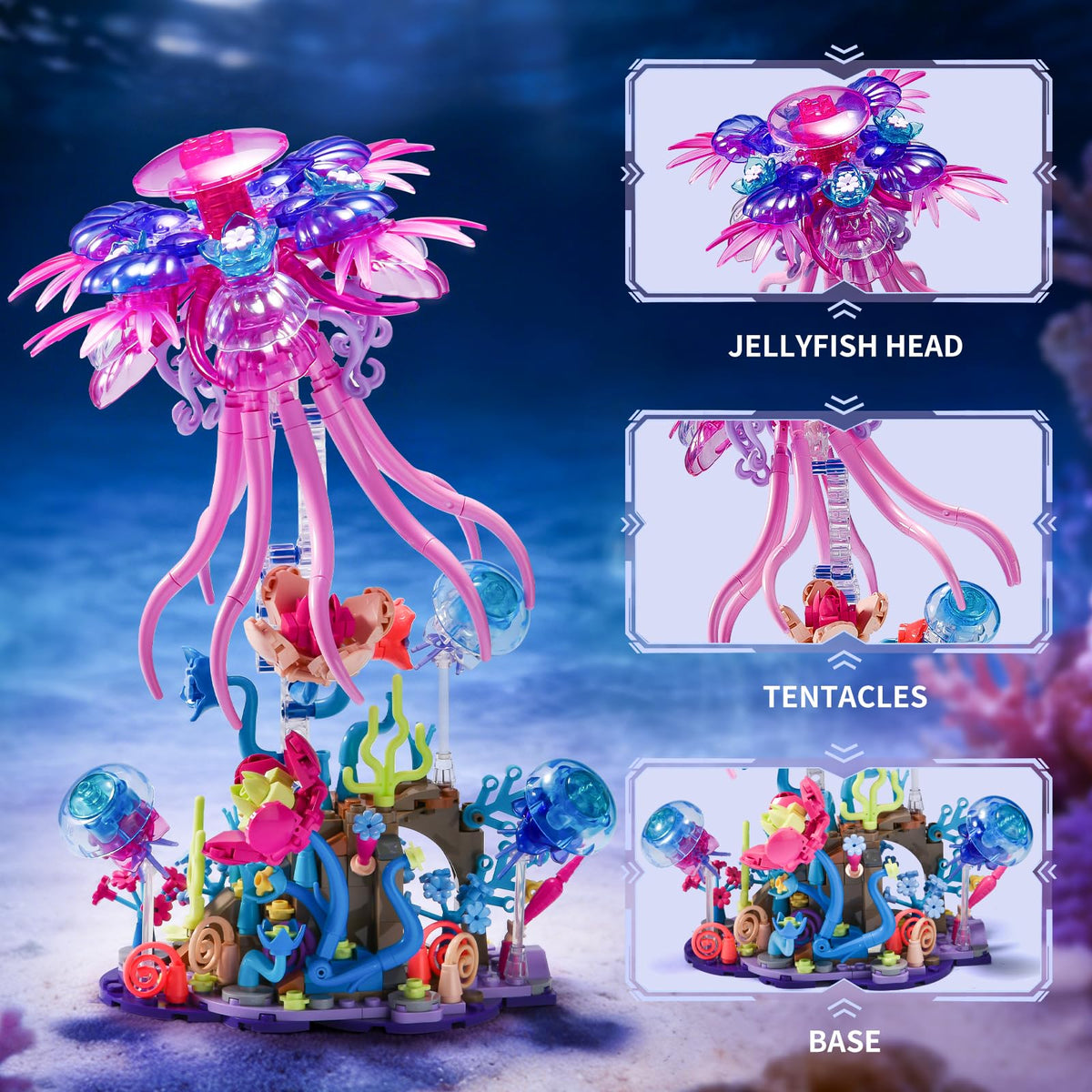 KKQ Jellyfish display decor suits both living spaces and office desks.