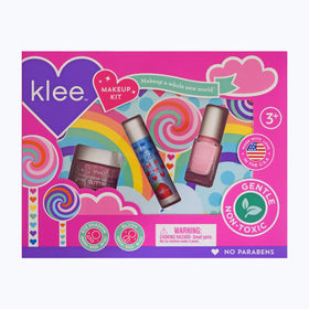 Klee Naturals Makeup Kit Strawberry Kiss lip shimmer close-up, kid-friendly color boost.