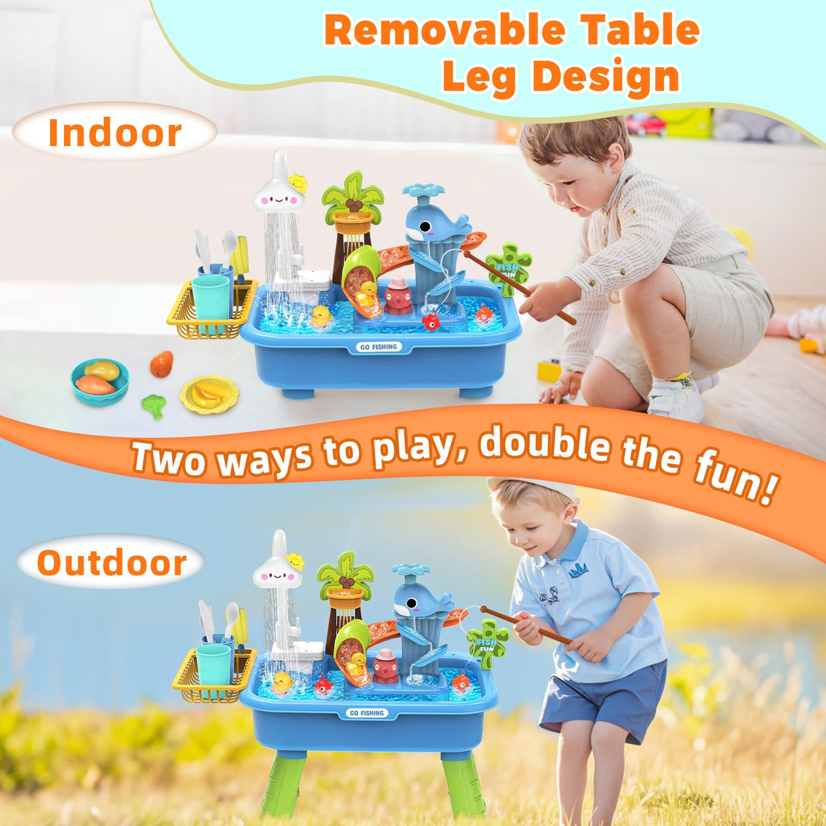 Kleikyerel water table kitchen play setup supports pretend cooking and veggie washing.