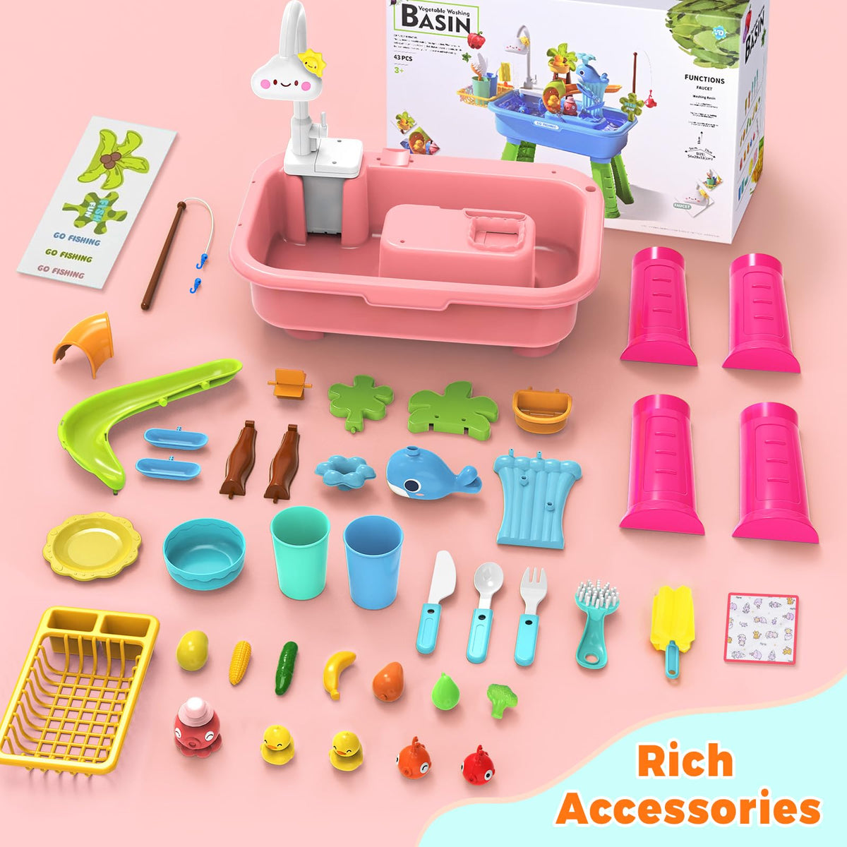 Kleikyerel Water Table pink kitchen play setup encourages role play.