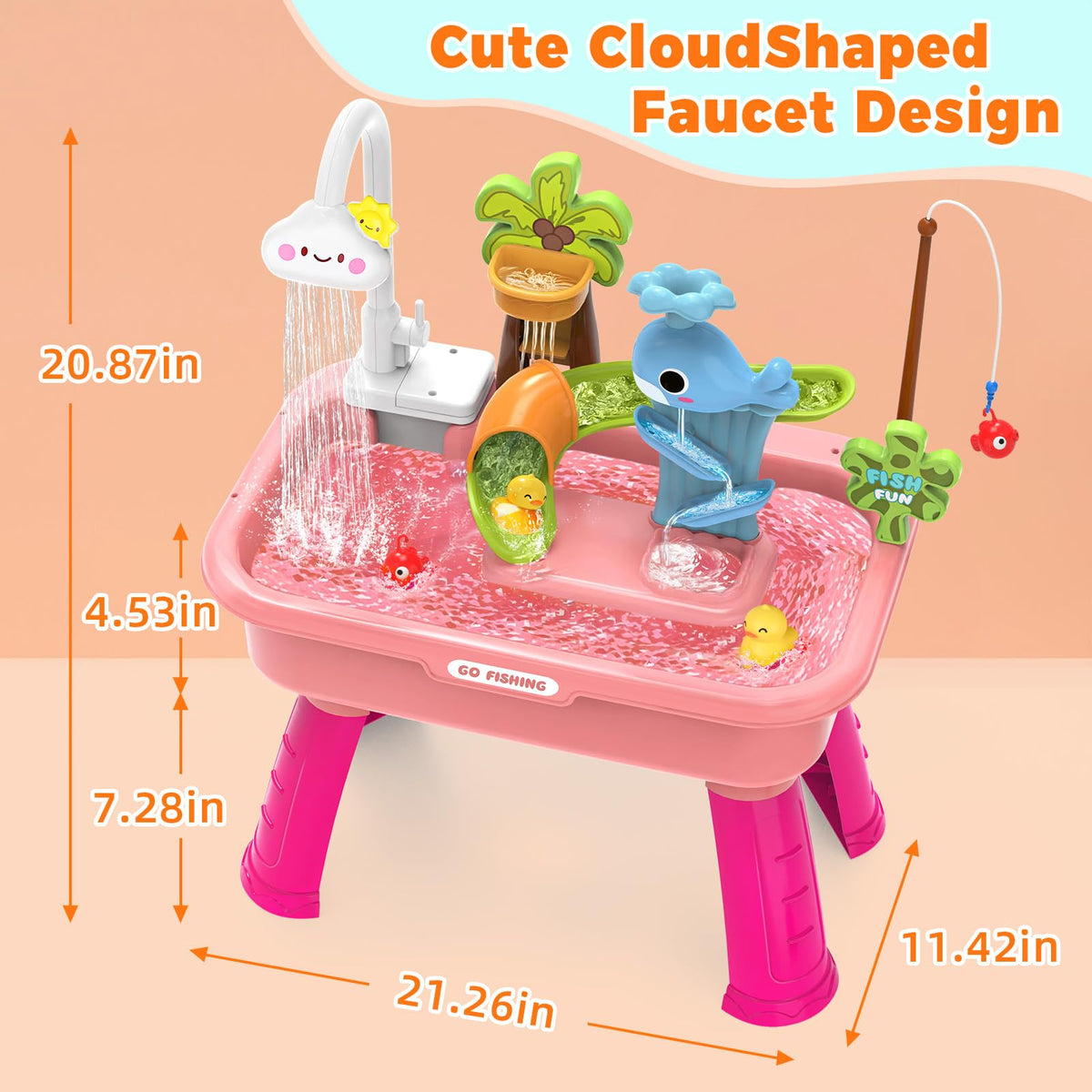 Kleikyerel Water Table pink running water faucet inspires water play.