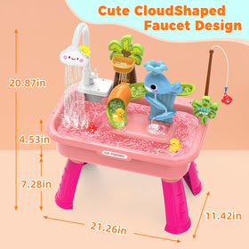 Kleikyerel Water Table pink running water faucet inspires water play.