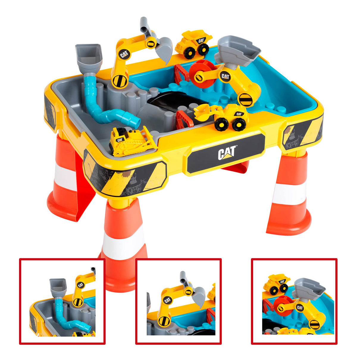 Klein CAT water pipes and stoppers control flows for tinkering play.