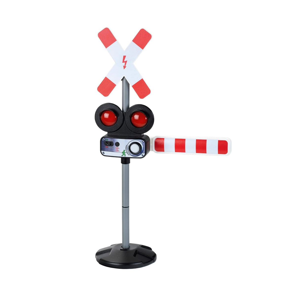 Klein Theo train crossing light cycle setup for realistic playroom scenes.