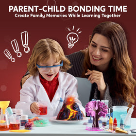 Klever Kits volcano kit used in backyard or living room science play sessions