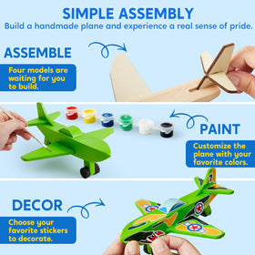 Klever Kits brushes included for smooth, even painting on wooden planes.