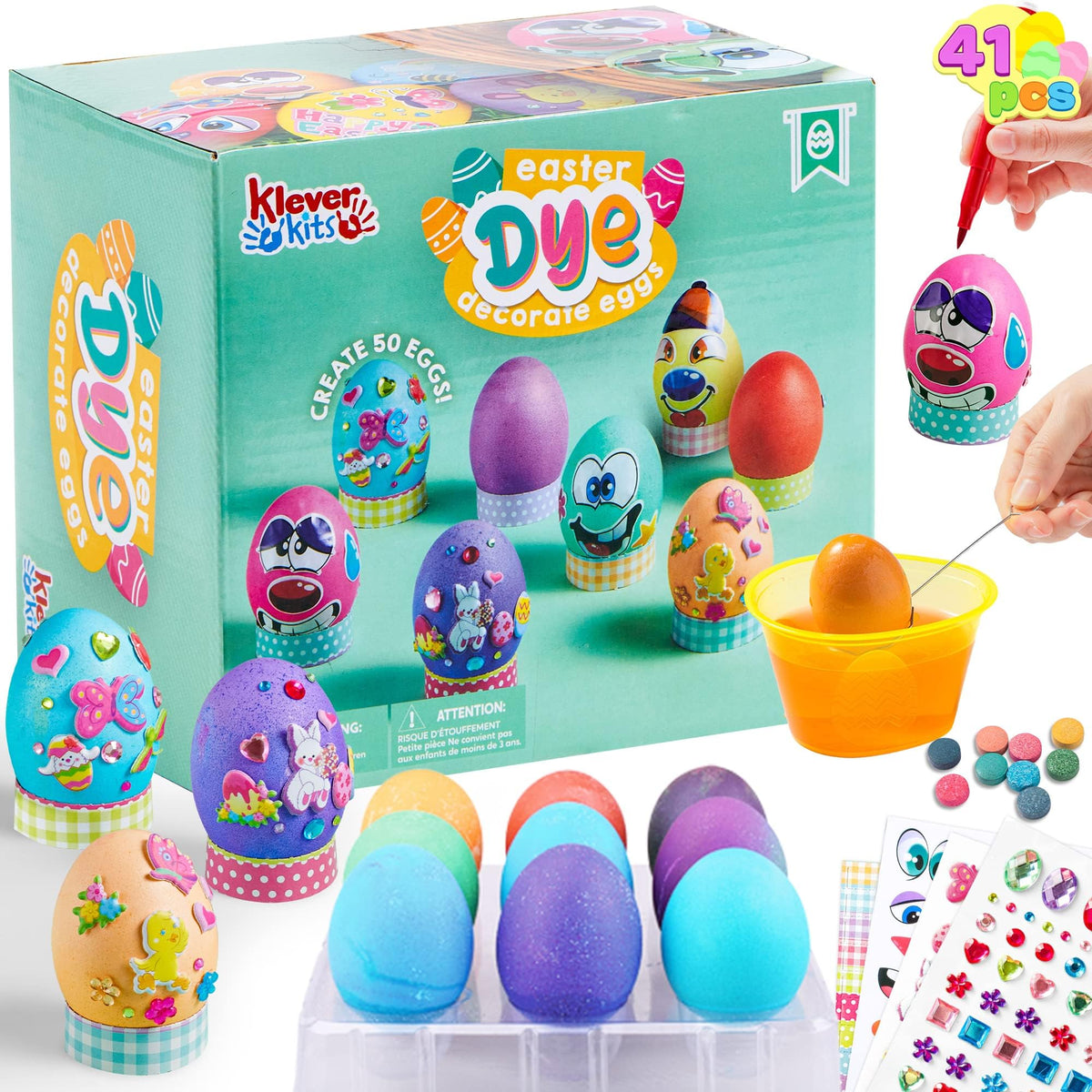 Klever Kits Easter dye tablets for bright eggs and easy coloring.