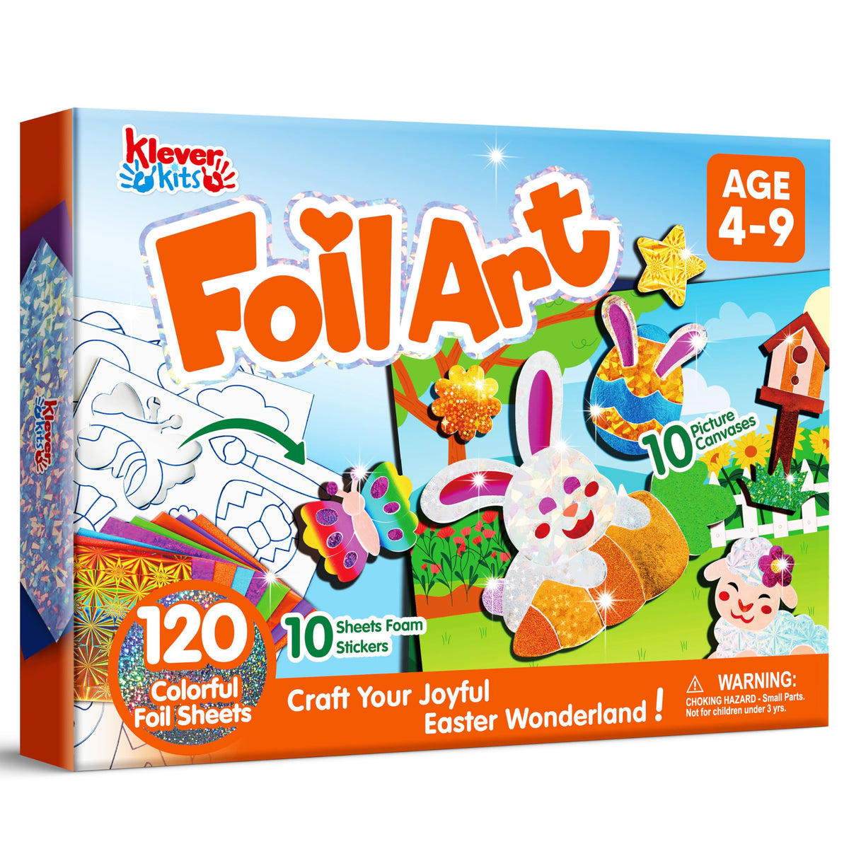 Klever Kits Easter Foil Art Kit foil sheets for vibrant, mess-free crafting fun.