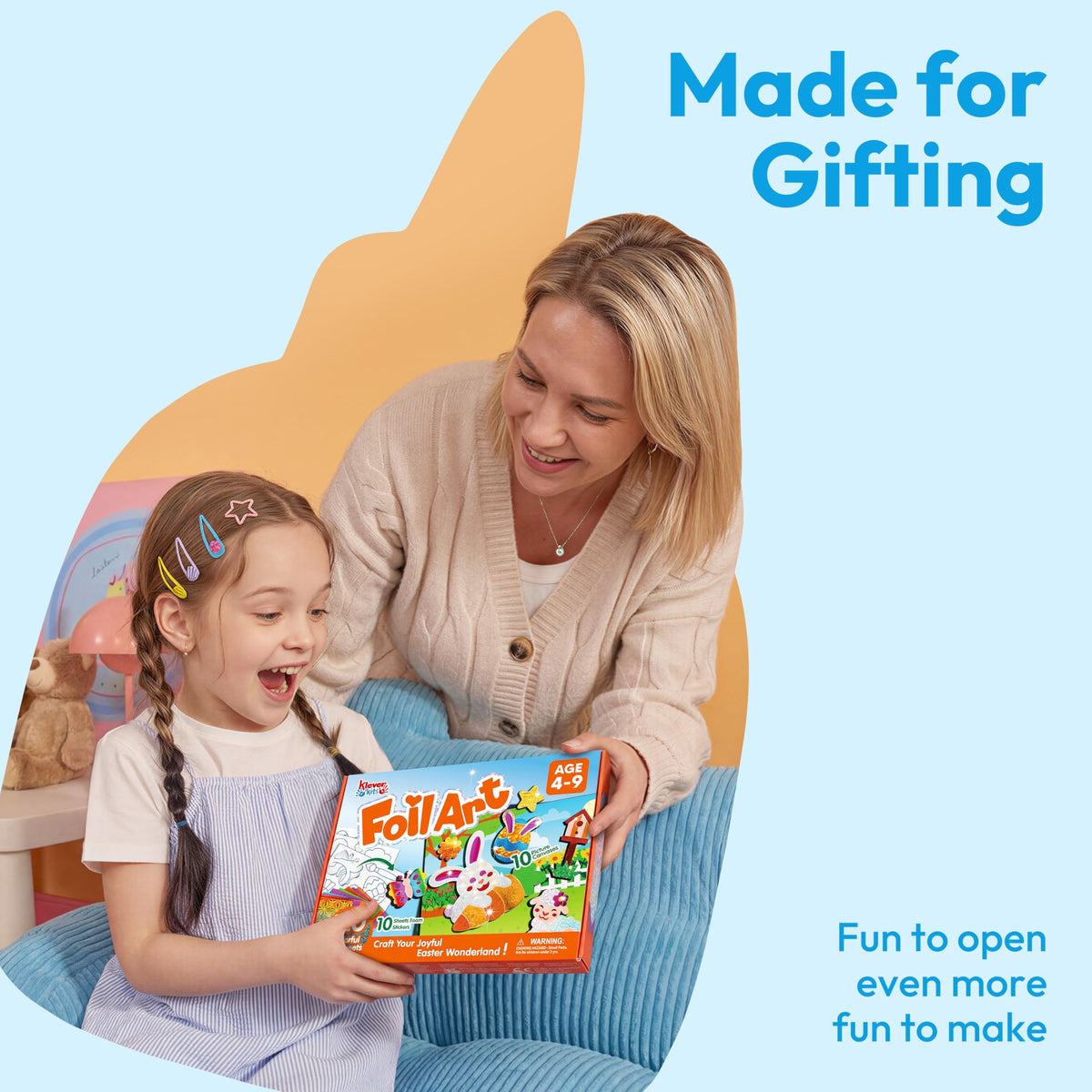 Klever Kits Easter Foil Art Kit gift pack makes a thoughtful Easter surprise for kids.