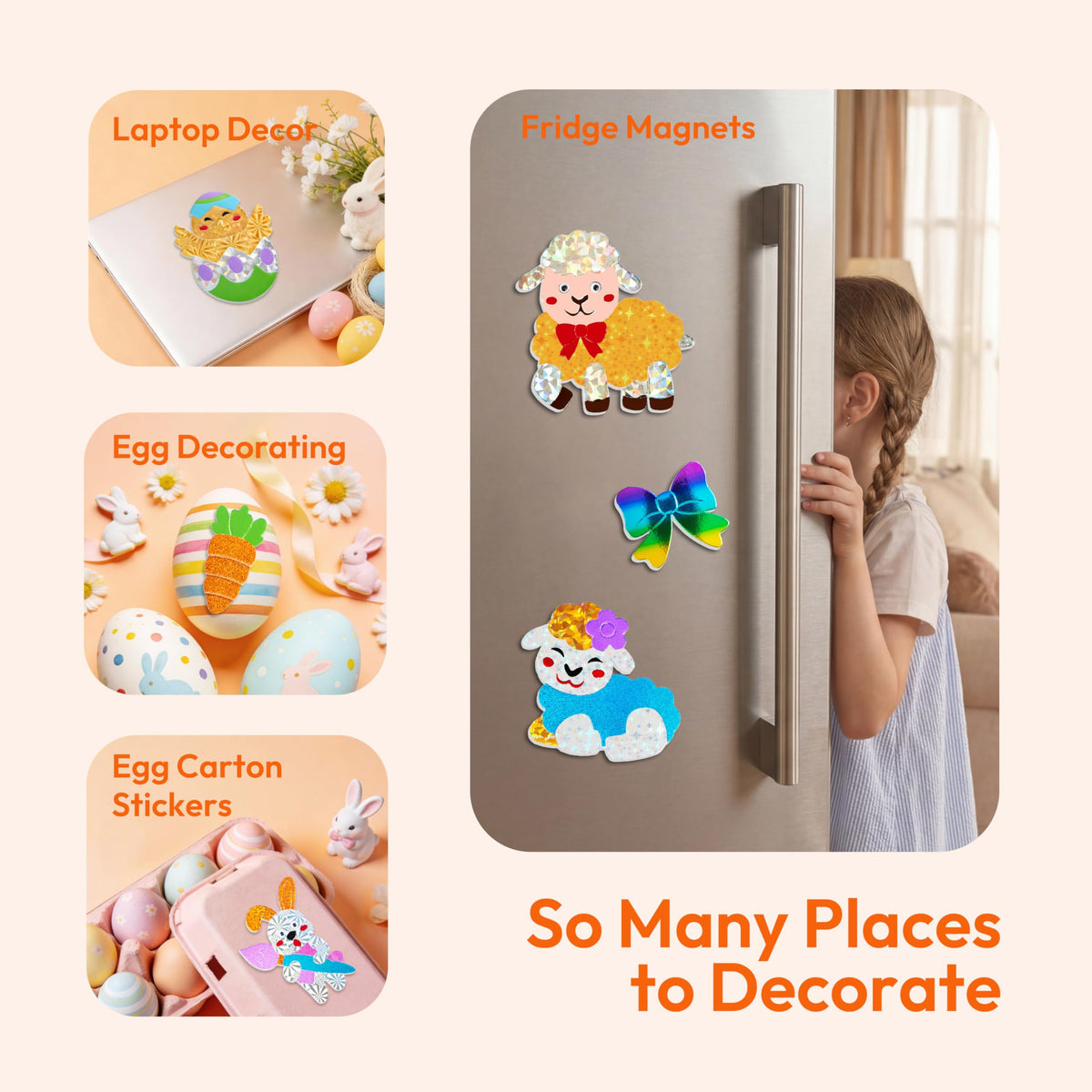 Klever Kits Easter Foil Art Kit mess-free setup keeps tables clean while crafting.