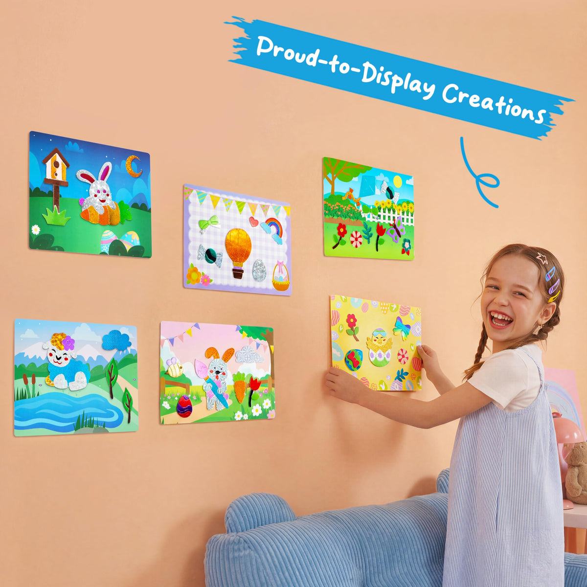 Klever Kits Easter Foil Art Kit picture canvases invite imaginative scenes during Easter crafts.