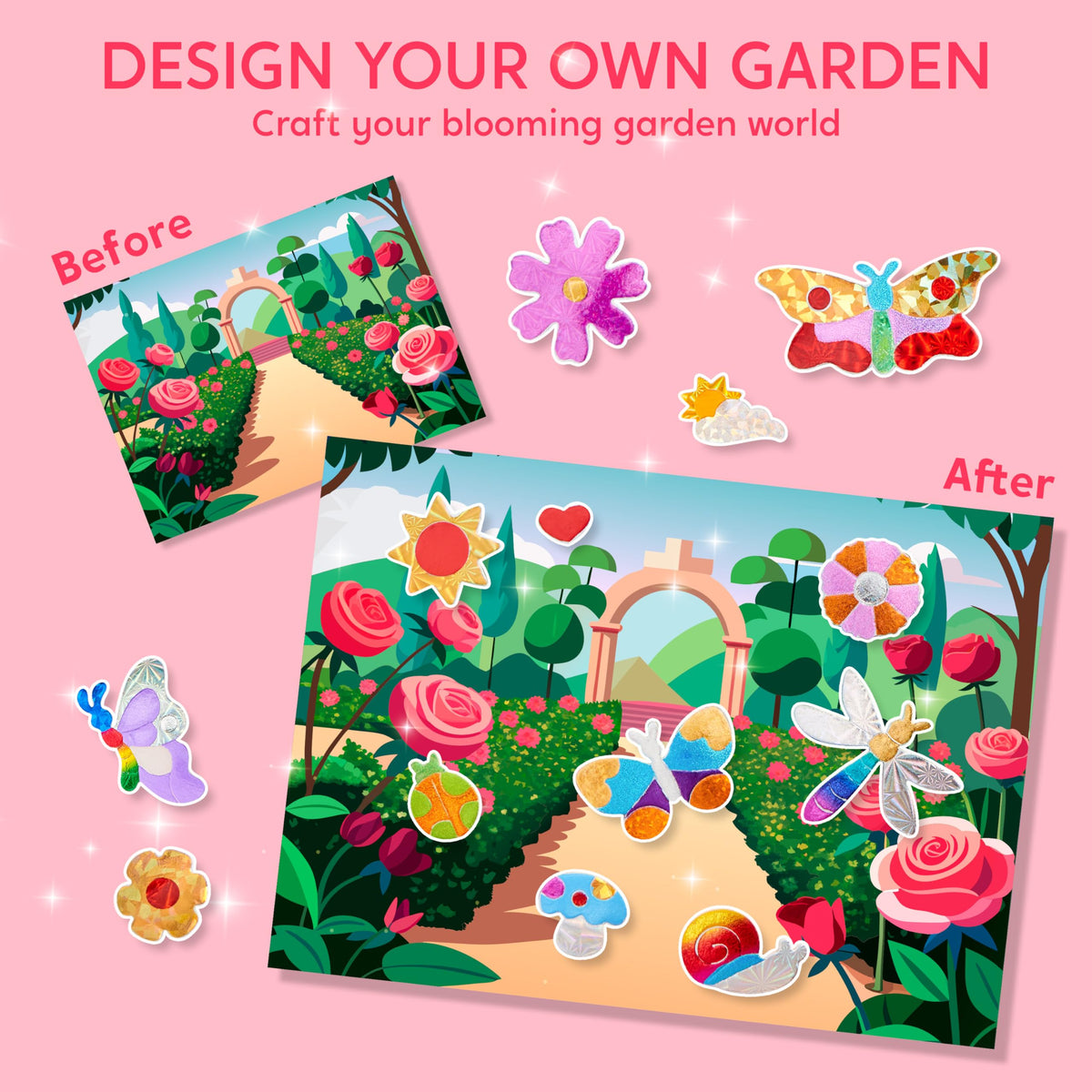 Klever Kits flowers and butterflies foil artwork with shimmering details