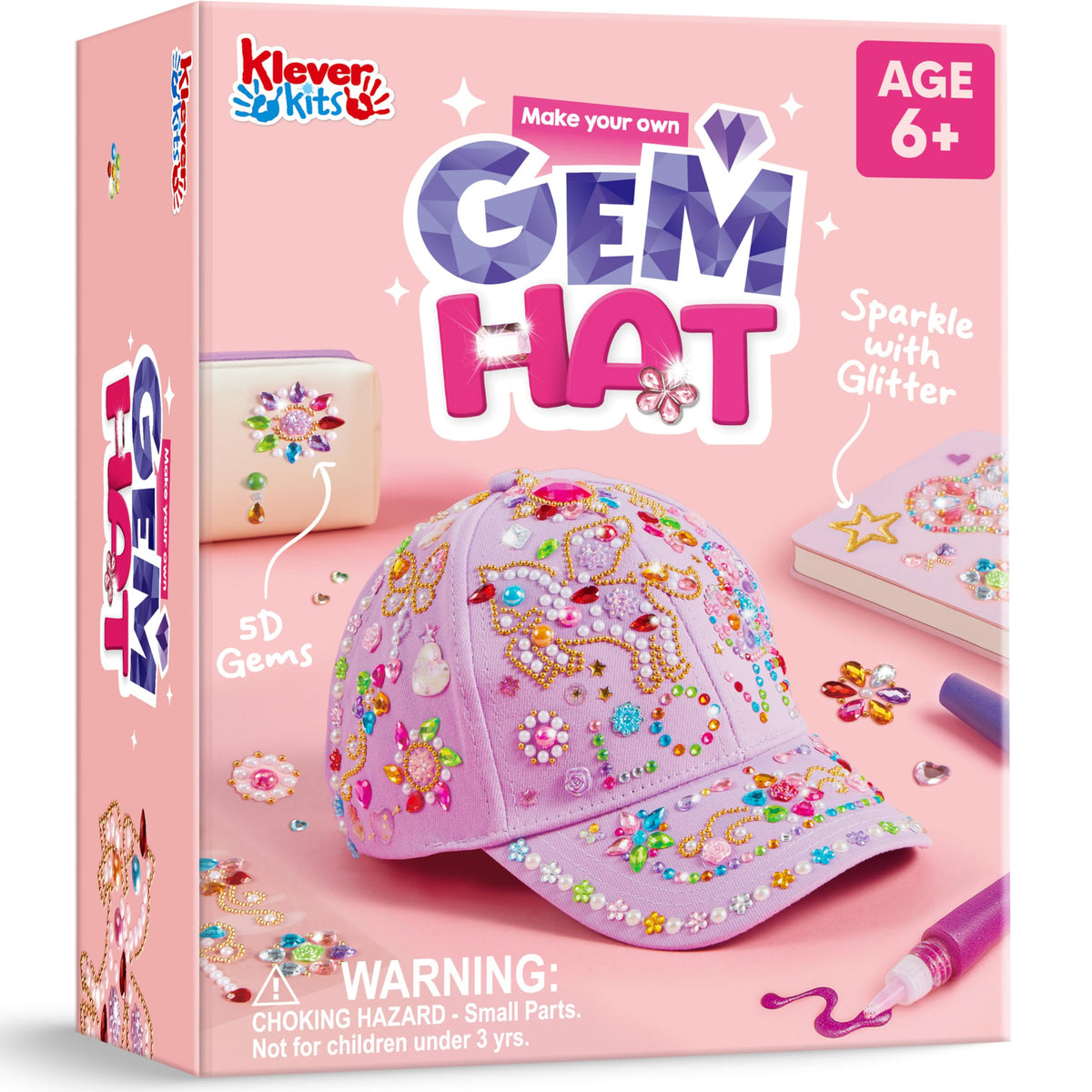 Klever Kits Gem Hat Kit: purple baseball cap ready for creative decorating, ideal for kids crafts.