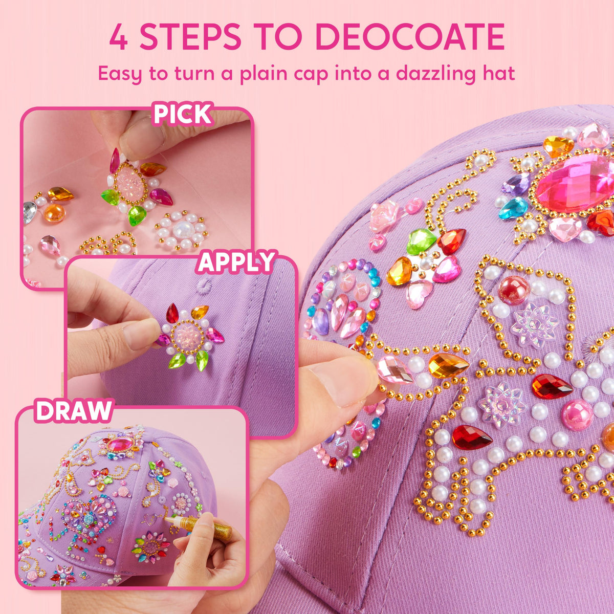 Klever Kits Gem Hat Kit: pre-glued gems save prep time for easy decoration.