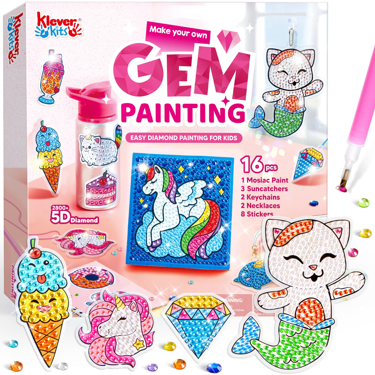 Klever Kits gem painting unicorn—sparkling design with no glue needed.