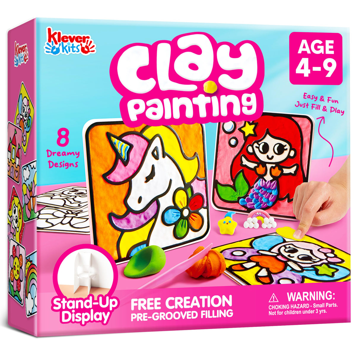Klever Kits JOVA air-dry clay boards guide neat designs for kids.