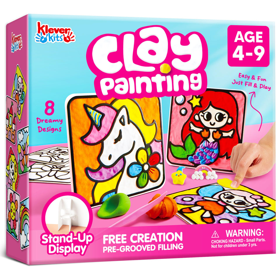 Klever Kits JOVA air-dry clay boards guide neat designs for kids.