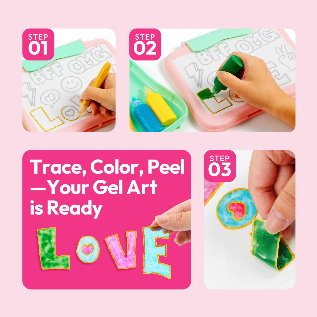 Klever Kits JOVA bright gel stickers ready to peel and decorate.
