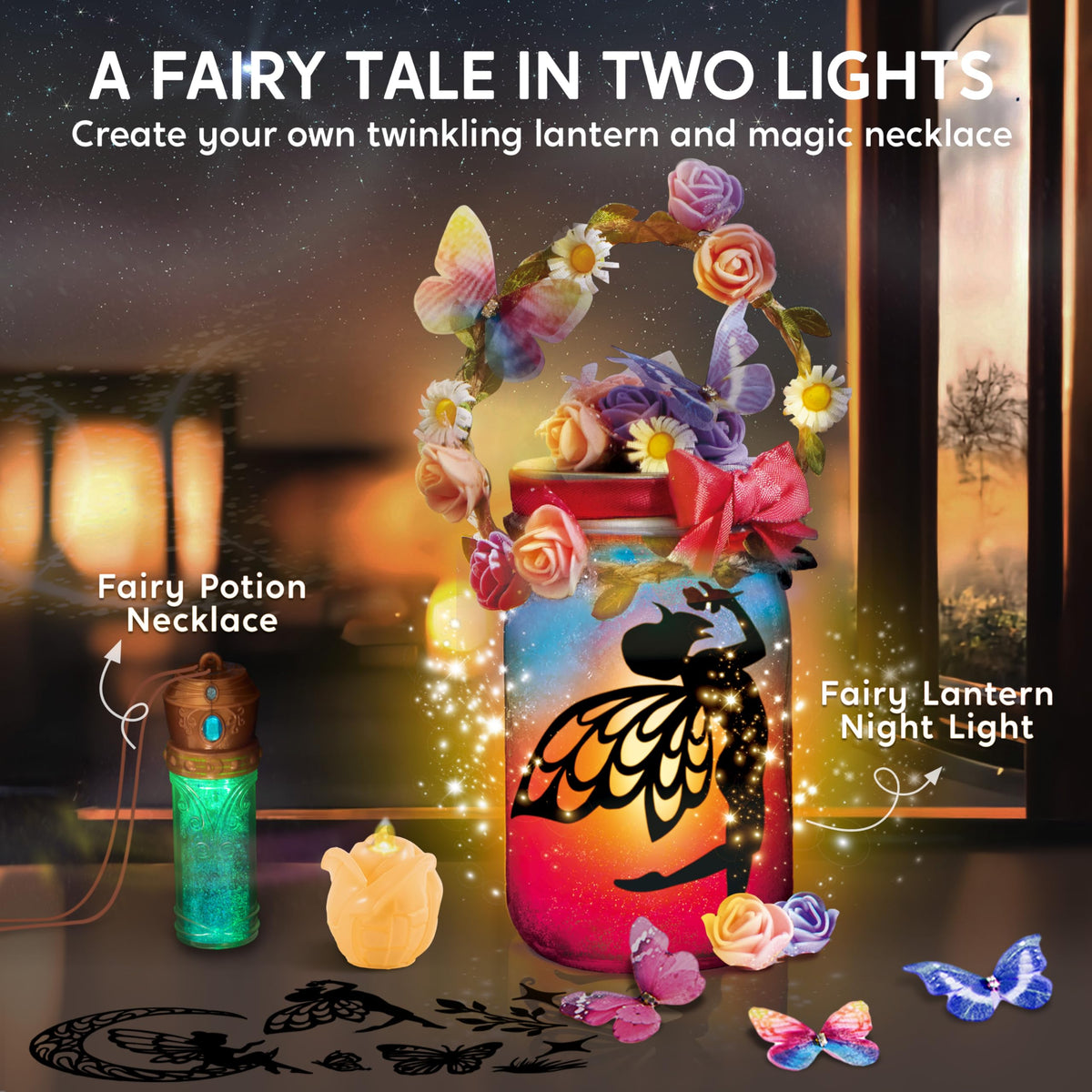 Klever Kits JOVA fairy potion necklace with seven color options for magical storytelling.