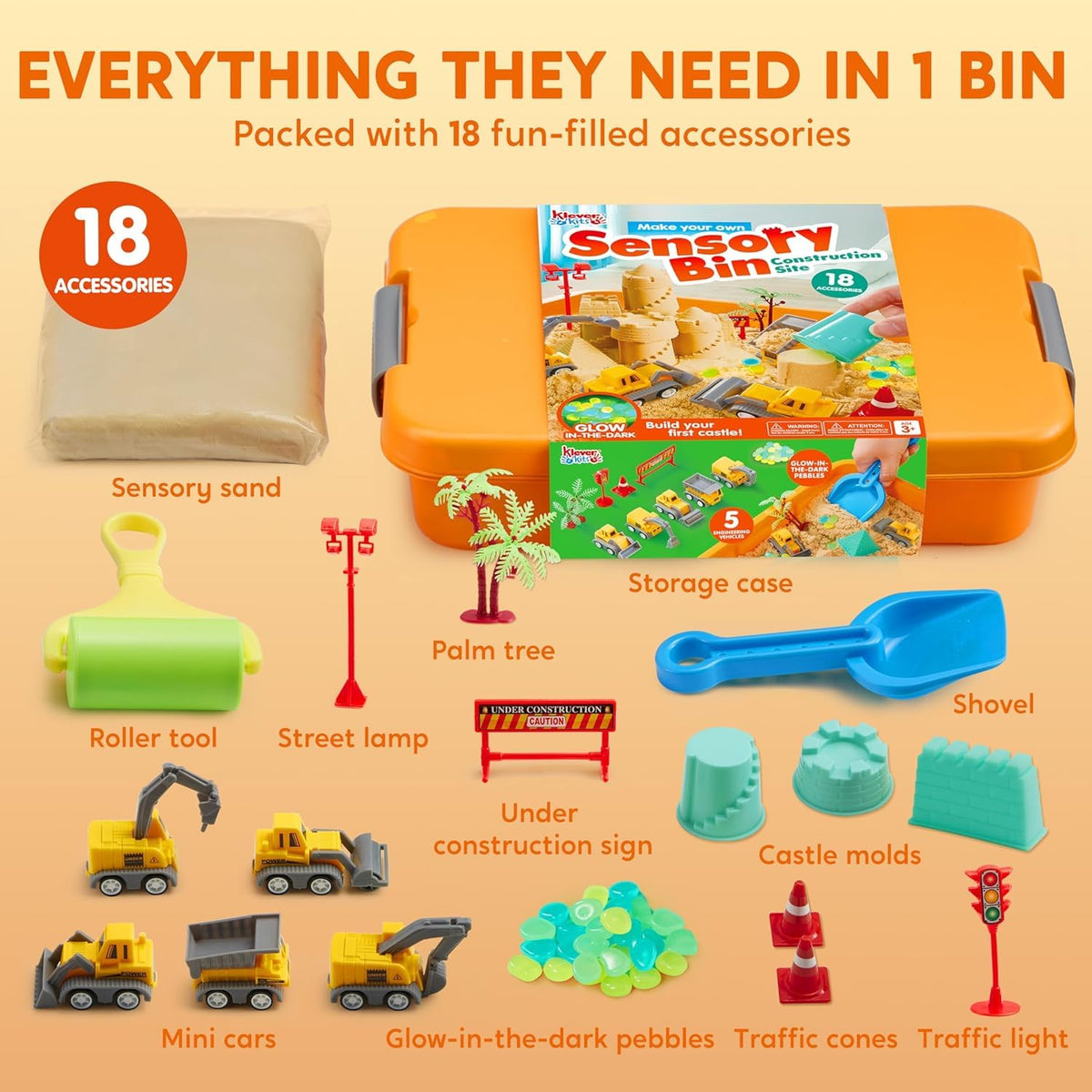 Klever Kits JOVA kids dump, pour, and stack to build a work zone.
