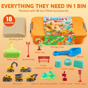Klever Kits JOVA kids dump, pour, and stack to build a work zone.