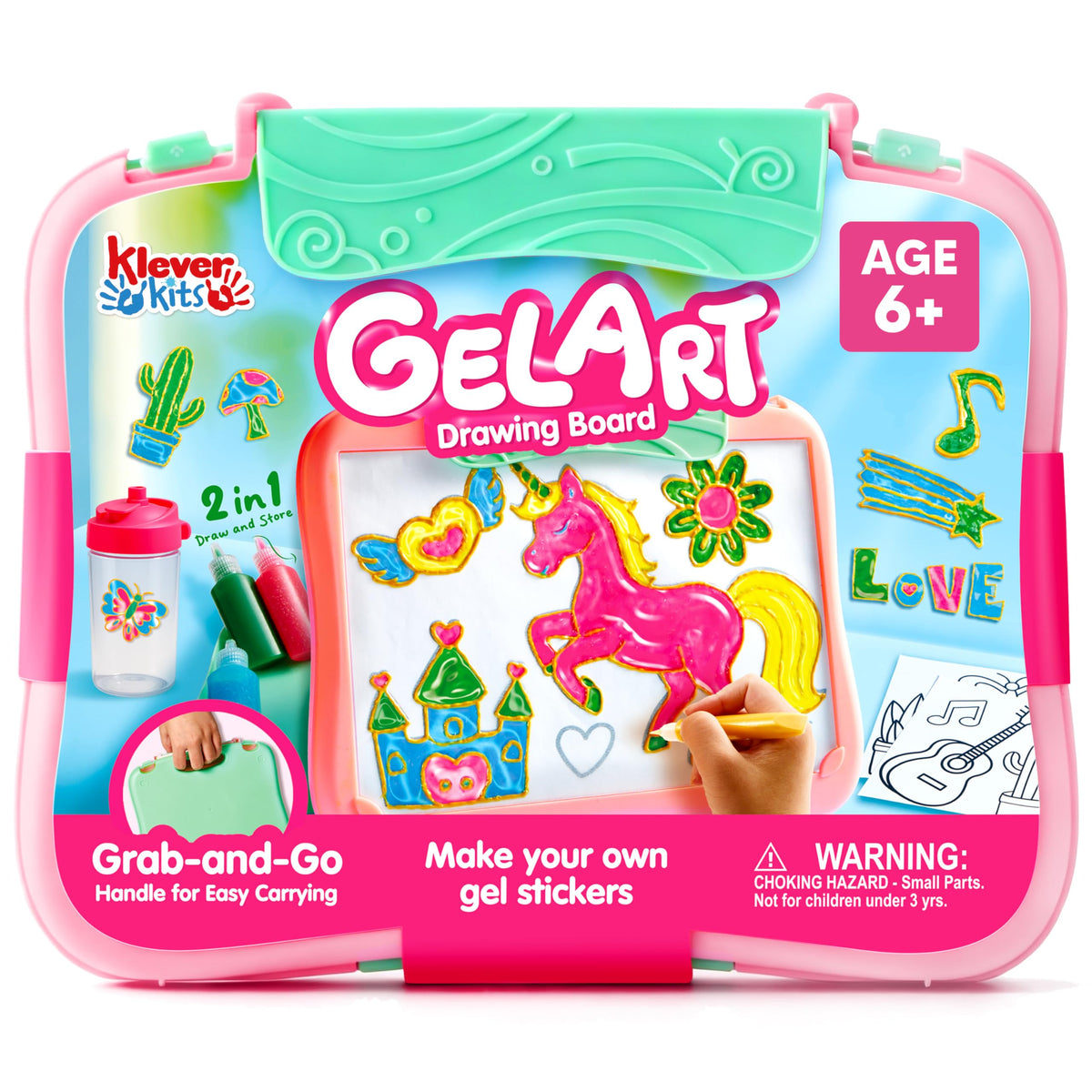 Klever Kits JOVA gel art drawing board close-up, ideal for step-by-step learning and creative play.