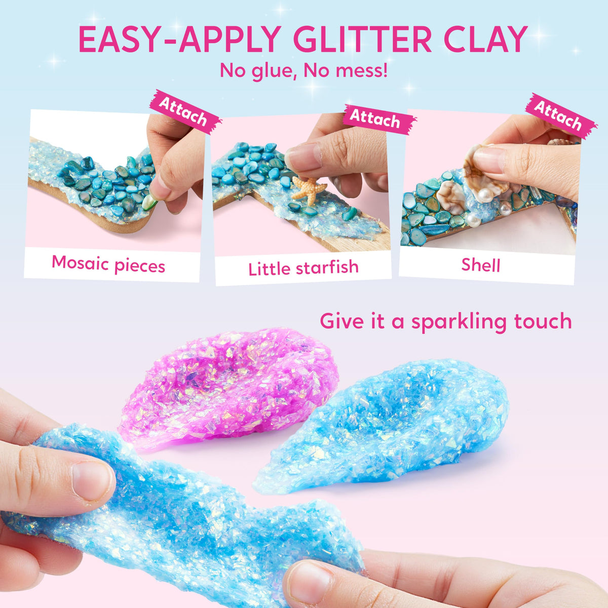 Klever Kits JOVA glitter clay colors for sparkle without glue mess.
