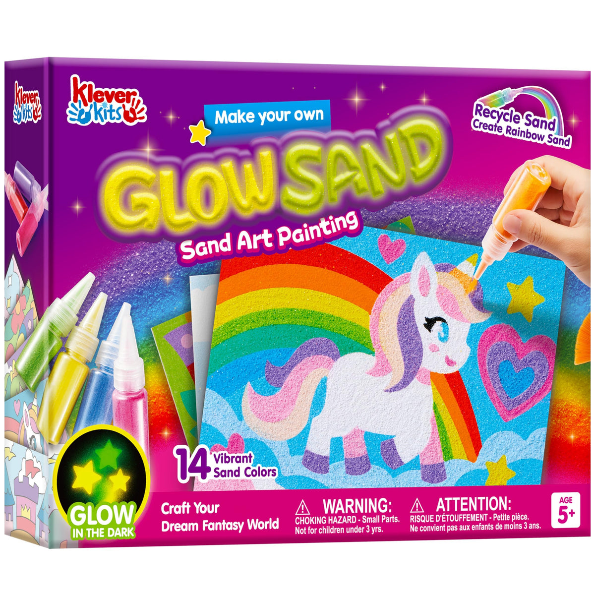 Klever Kits JOVA glow sand colors for vibrant kid art projects