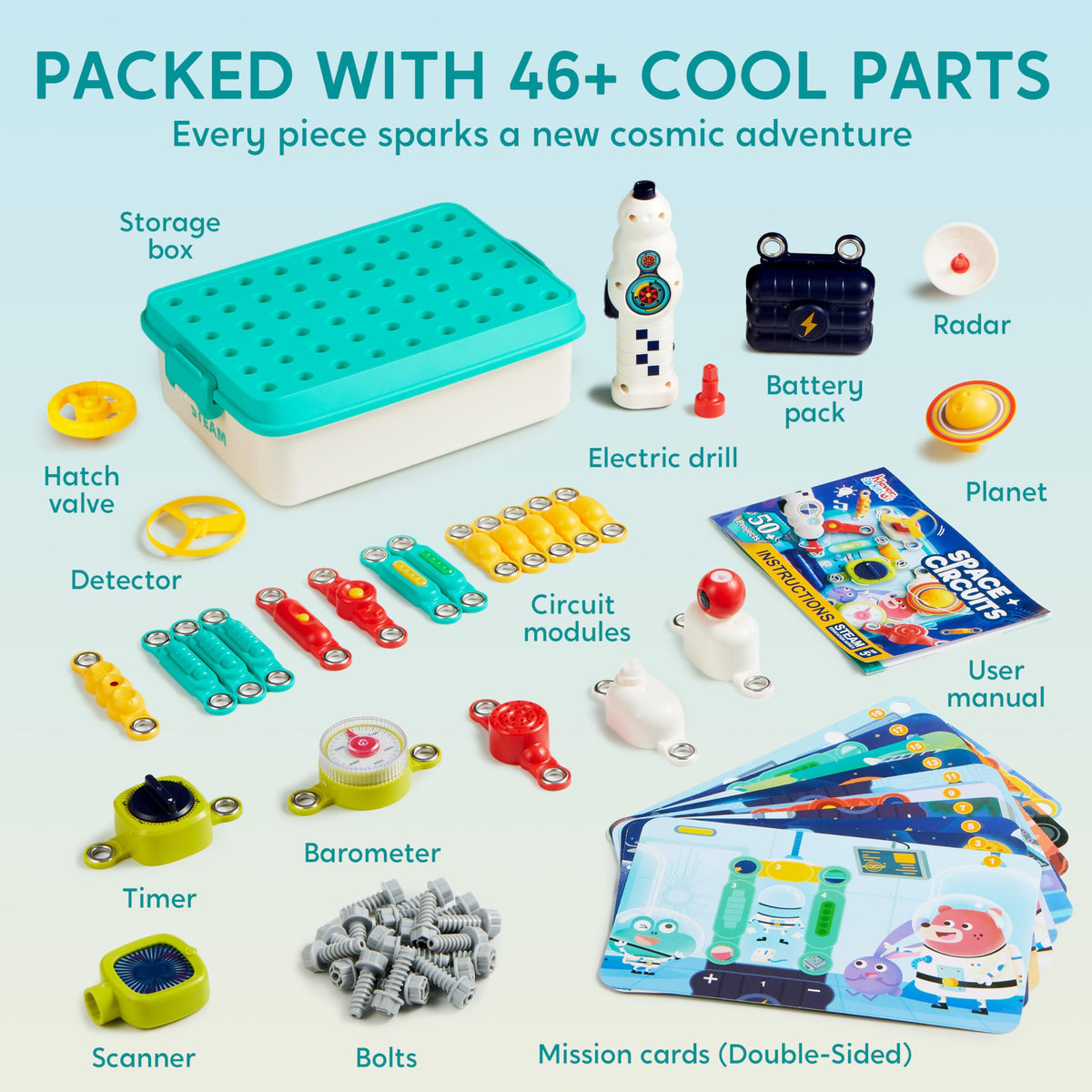 Klever Kits JOVA LED lights react to circuits for visual feedback.