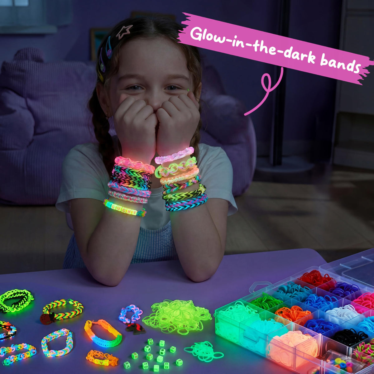 Klever Kits JOVA loom bracelet starter with glow beads