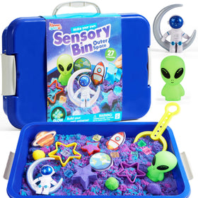 Klever Kits JOVA outer space bin for tidy, immersive space play.