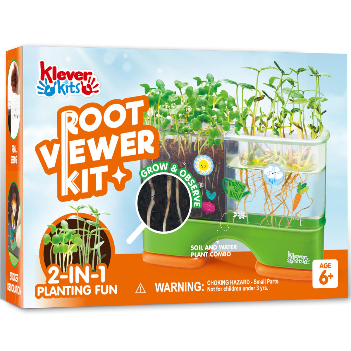 Klever Kits JOVA root viewer window reveals clear root growth for learning
