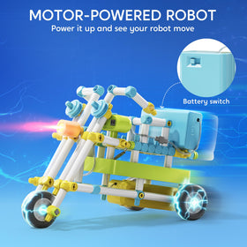 Klever Kits JOVA walking robot model shows movement and hands-on experimentation.