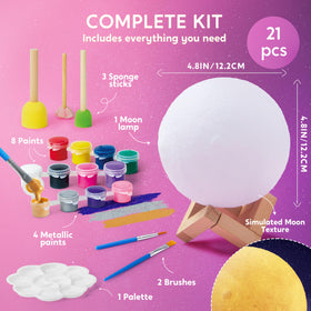 Klever Kits moon lamp in progress shows painting activity with tactile lunar texture.